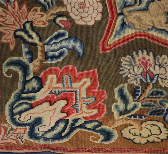 An early Georgian needlepoint wall hanging, 18th century, 260cm x 162cm, re-lined